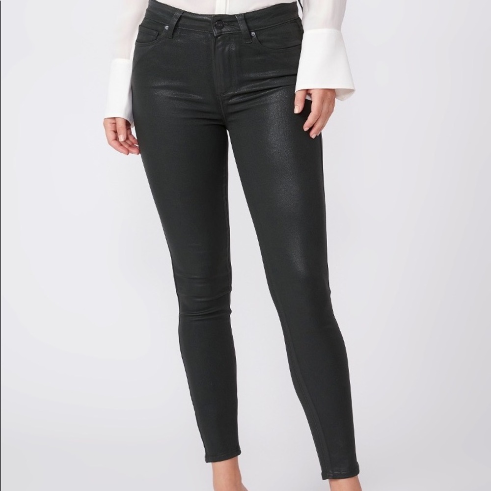 Paige Hoxton Ankle Length Coated Skinny Jean in Luxe Emerald